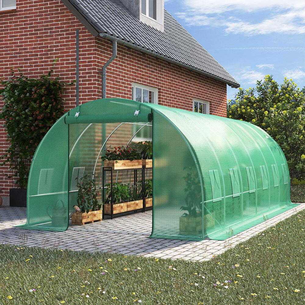 Foil for greenhouse tunnels with green mosquito net windows, 2x6x3m