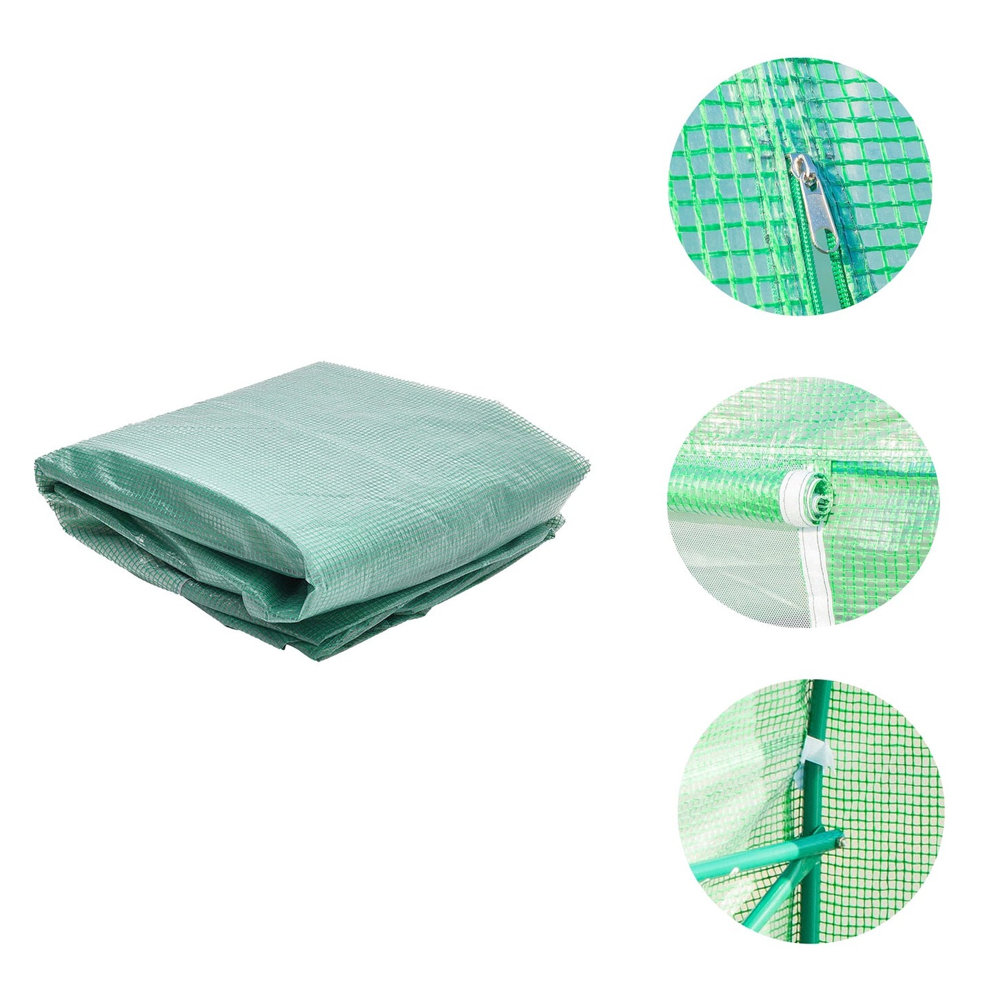 Foil for greenhouse tunnels with green mosquito net windows, 2x6x3m