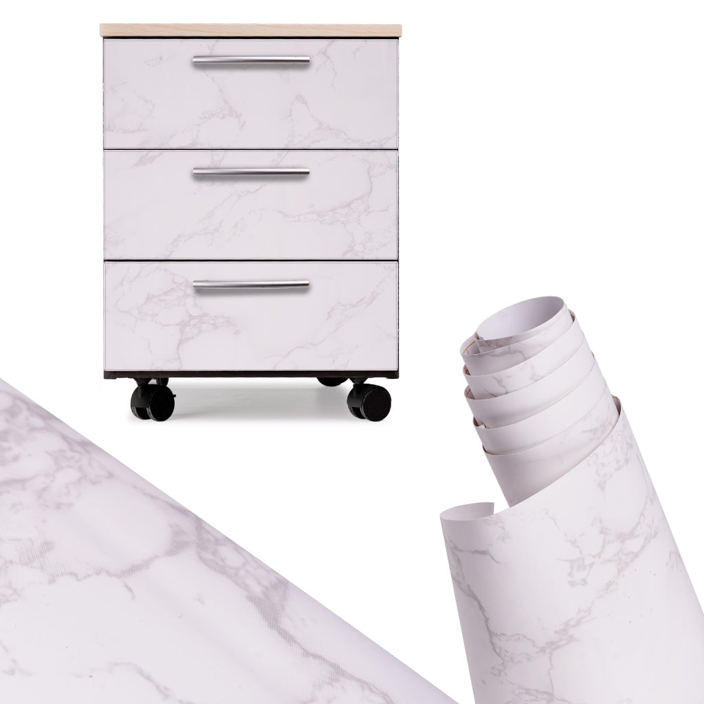 Foil roll self-adhesive wallpaper veneer white marble - magnolia 1,22x50m