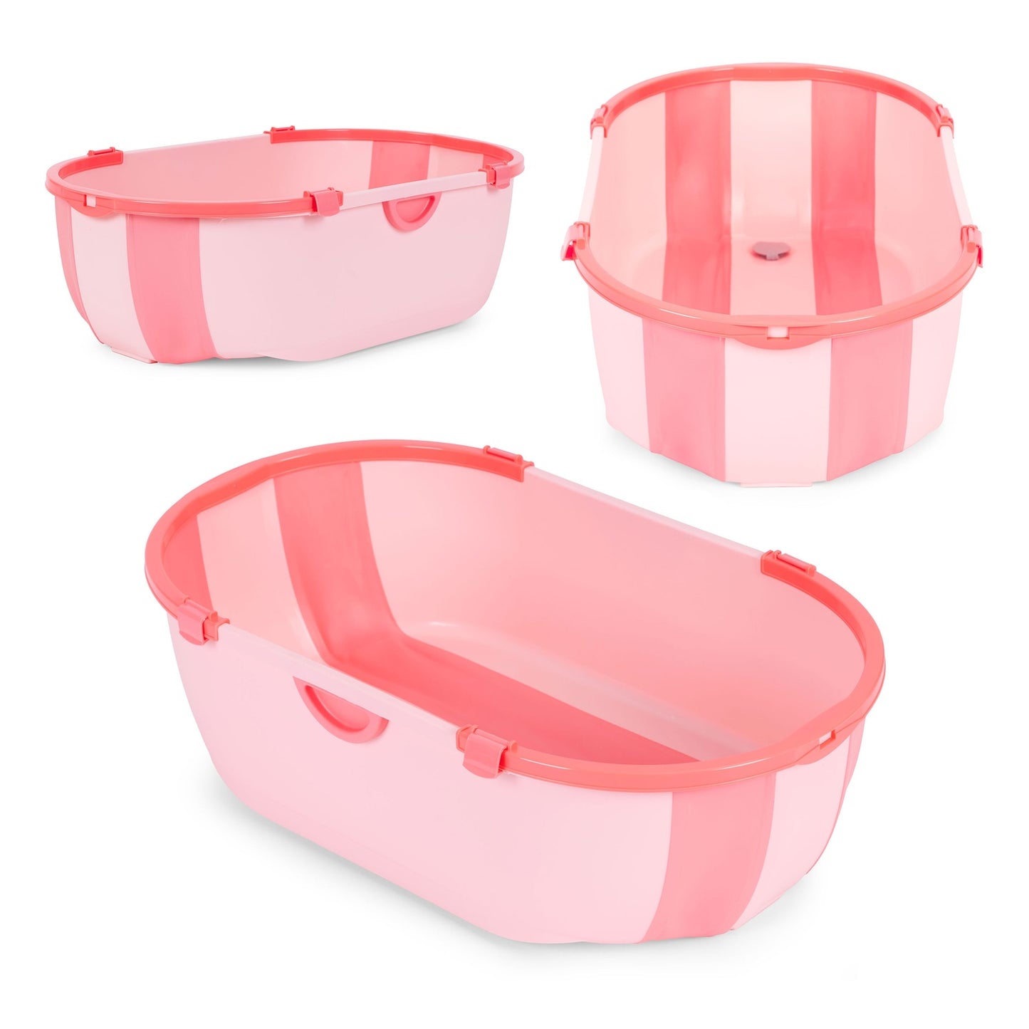 Foldable Baby Bathtub with Drain Plug – Pink, Safe Materials