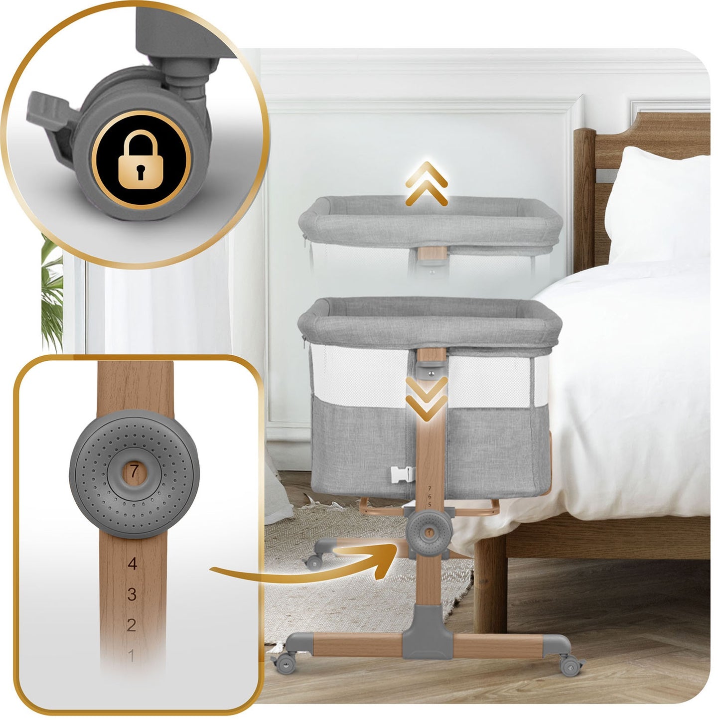 Foldable Baby Crib with Mattress – Adjustable Height