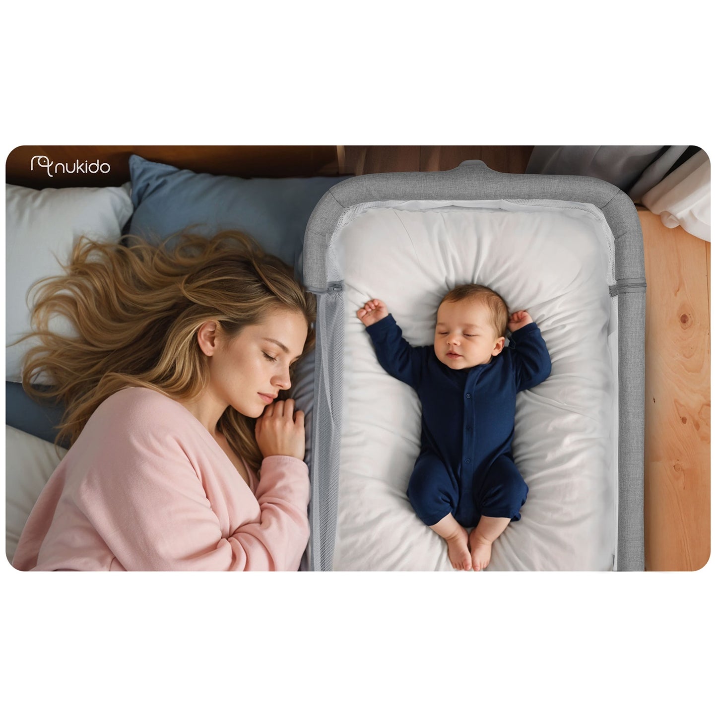 Foldable Baby Crib with Mattress – Adjustable Height