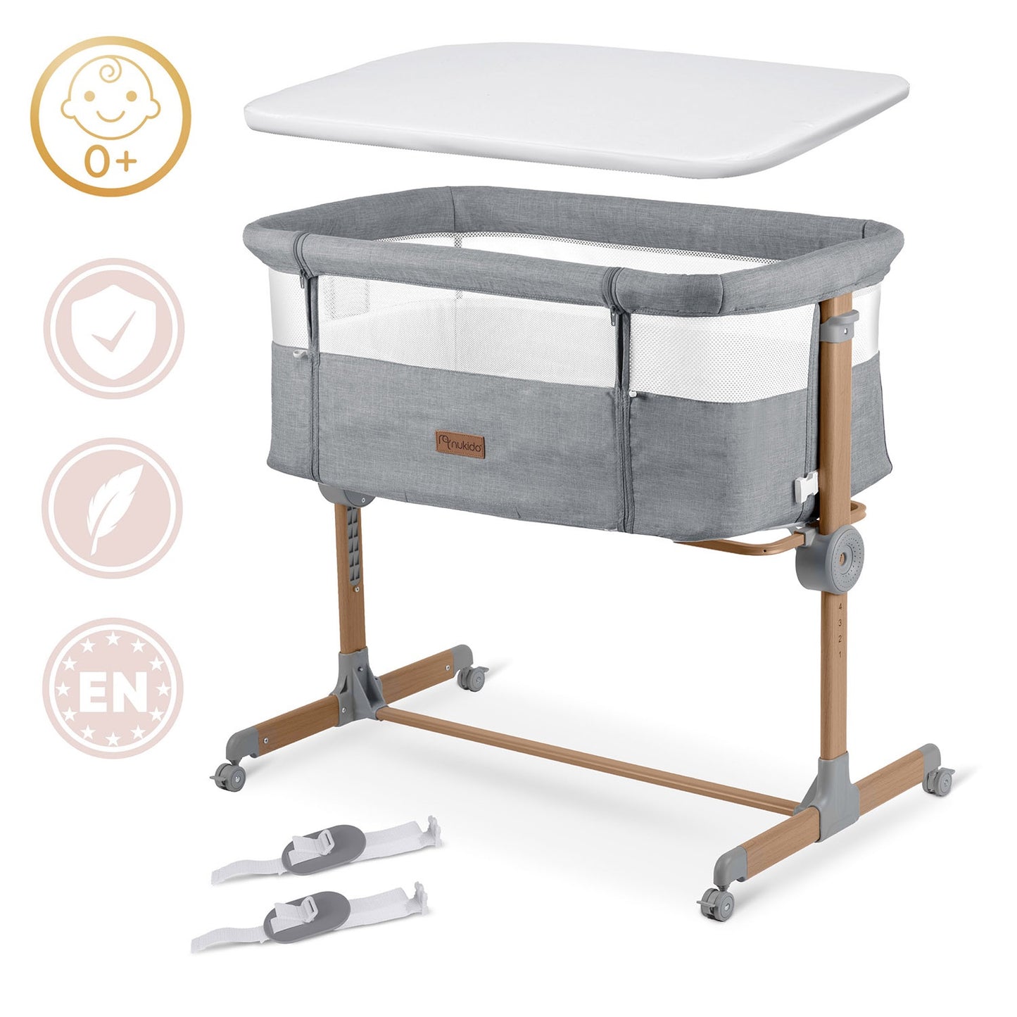 Foldable Baby Crib with Mattress – Adjustable Height