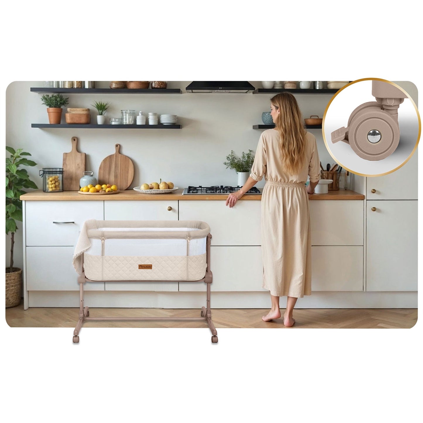 Foldable Baby Travel Crib with Mattress and Adjustable Height