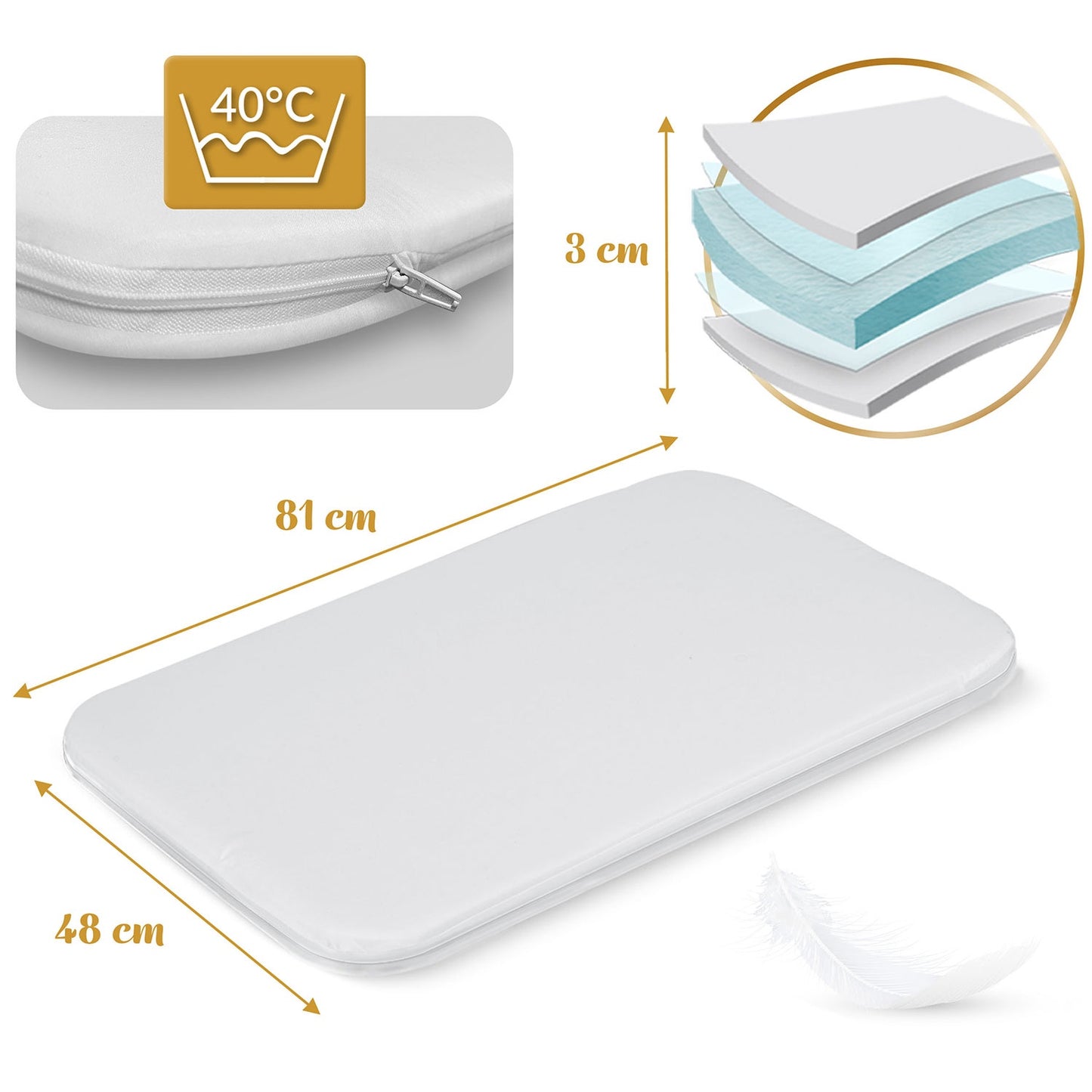 Foldable Baby Travel Crib with Mattress and Adjustable Height