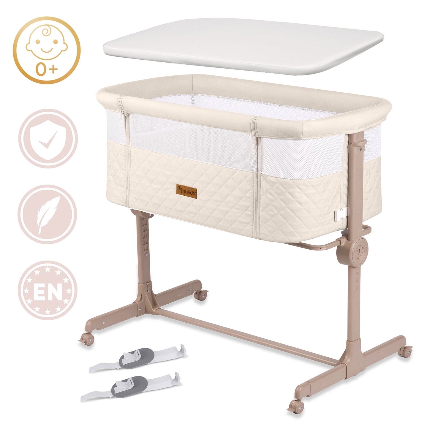 Foldable Baby Travel Crib with Mattress and Adjustable Height