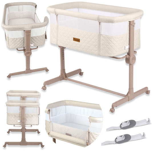 Foldable Baby Travel Crib with Mattress and Adjustable Height