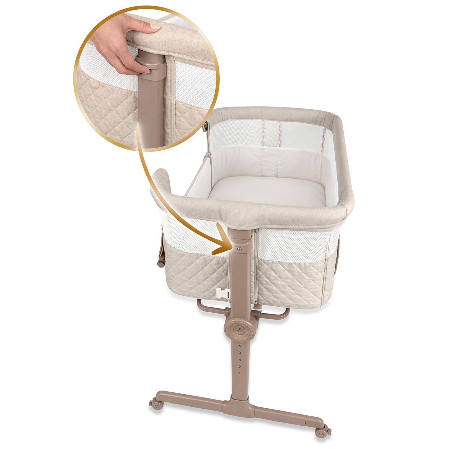 Foldable Baby Travel Crib with Mattress and Adjustable Height