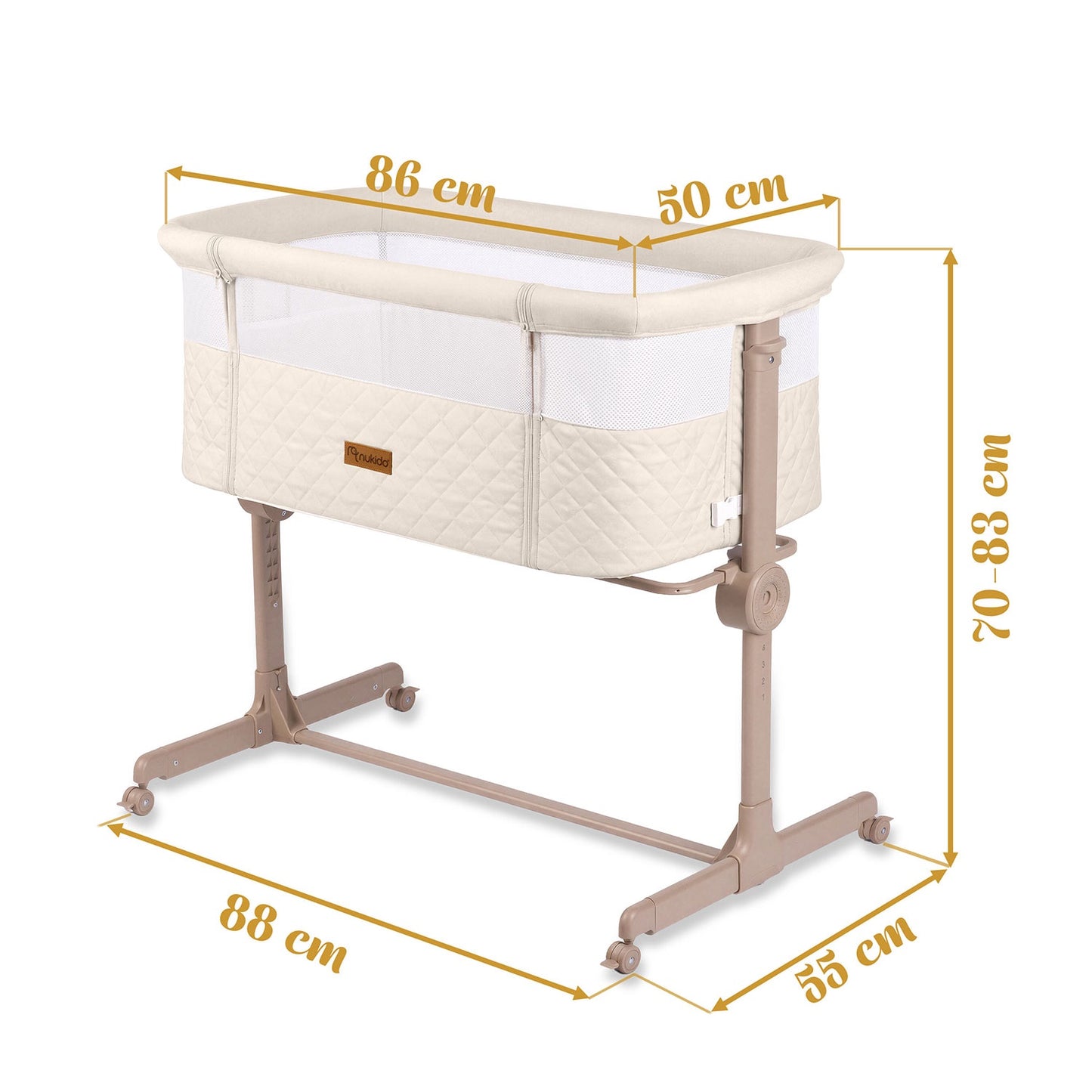 Foldable Baby Travel Crib with Mattress and Adjustable Height