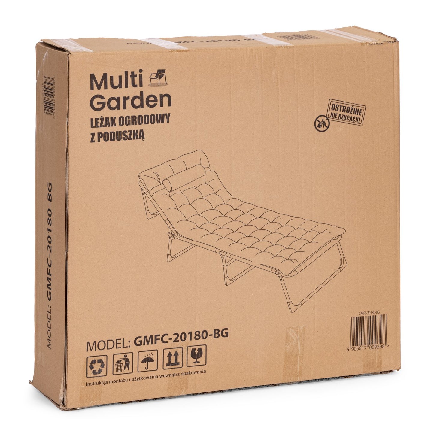 Foldable Garden Lounger with Mattress & Pillow, Grey
