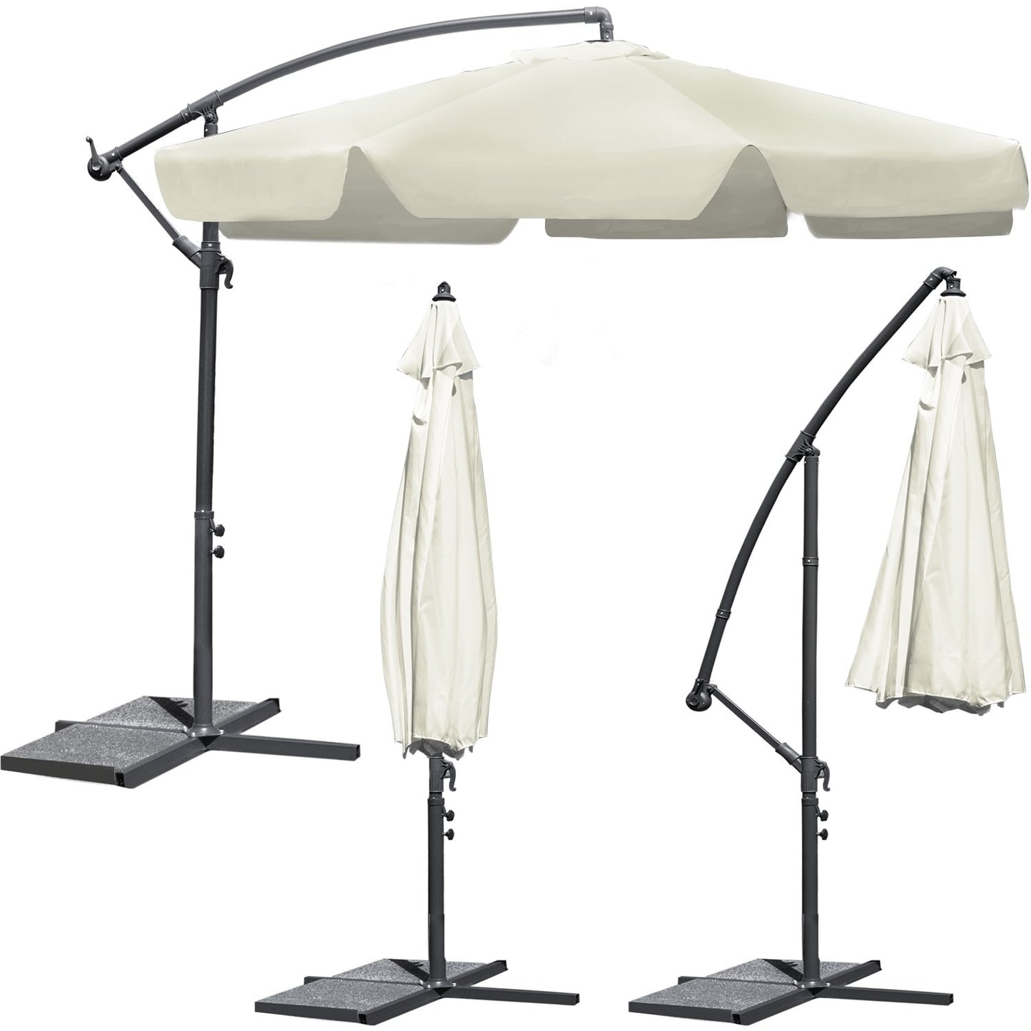 Foldable Garden parasol 6-segment Beige colored 350 cm