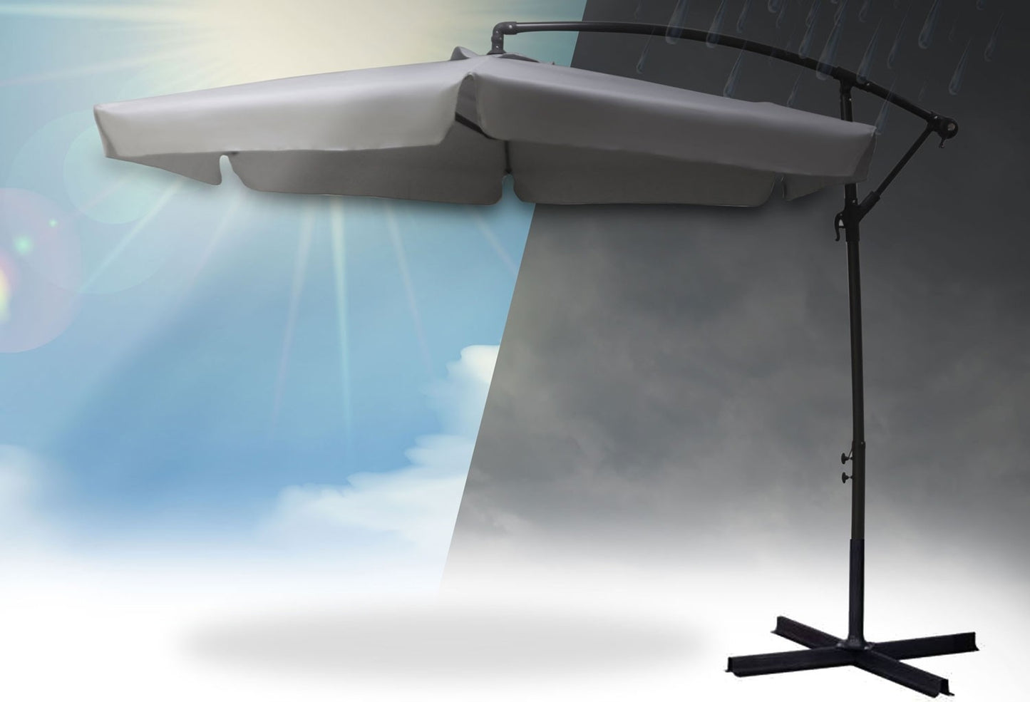 Foldable Garden parasol 6-segment Beige colored 350 cm