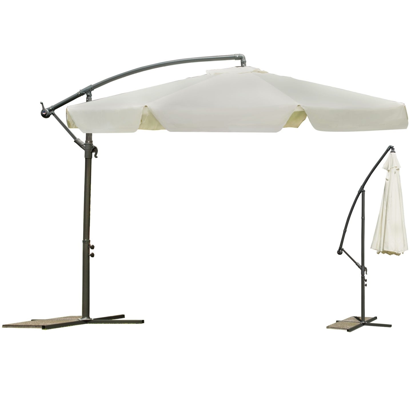 Foldable Garden parasol 6-segment Beige colored 350 cm
