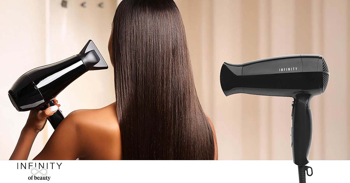 Foldable Hair Dryer, 1600W, Black, Travel-Friendly