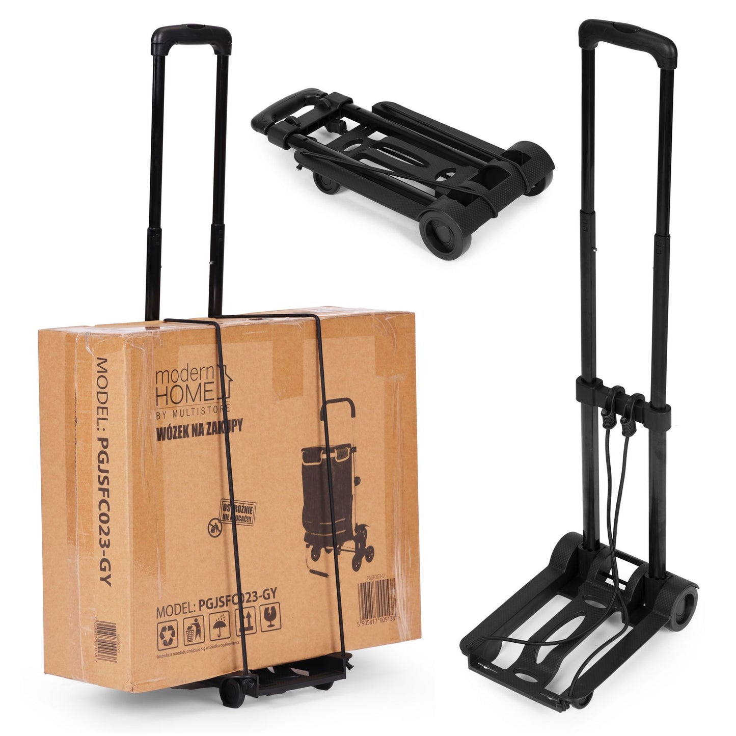 Foldable Hand Truck with Telescopic Handle, 30 kg Capacity