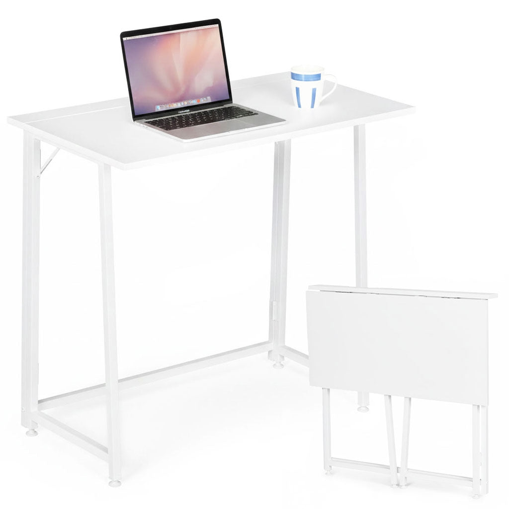 Foldable Laptop Desk 80x45 cm, White MDF, Space-Saving