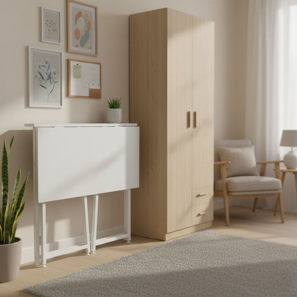 Foldable Laptop Desk 80x45 cm, White MDF, Space-Saving