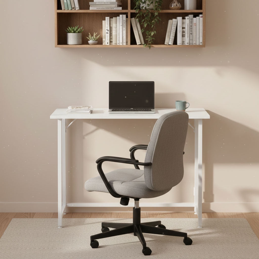 Foldable Laptop Desk 80x45 cm, White MDF, Space-Saving