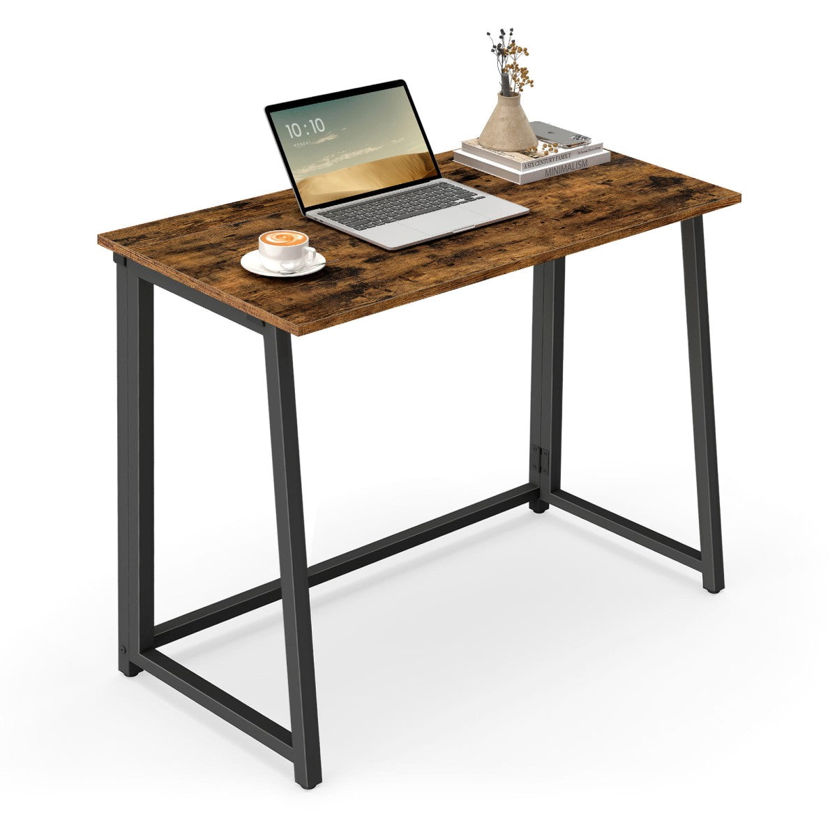 Foldable Loft Style Computer Desk, Metal, 80x40x75 cm