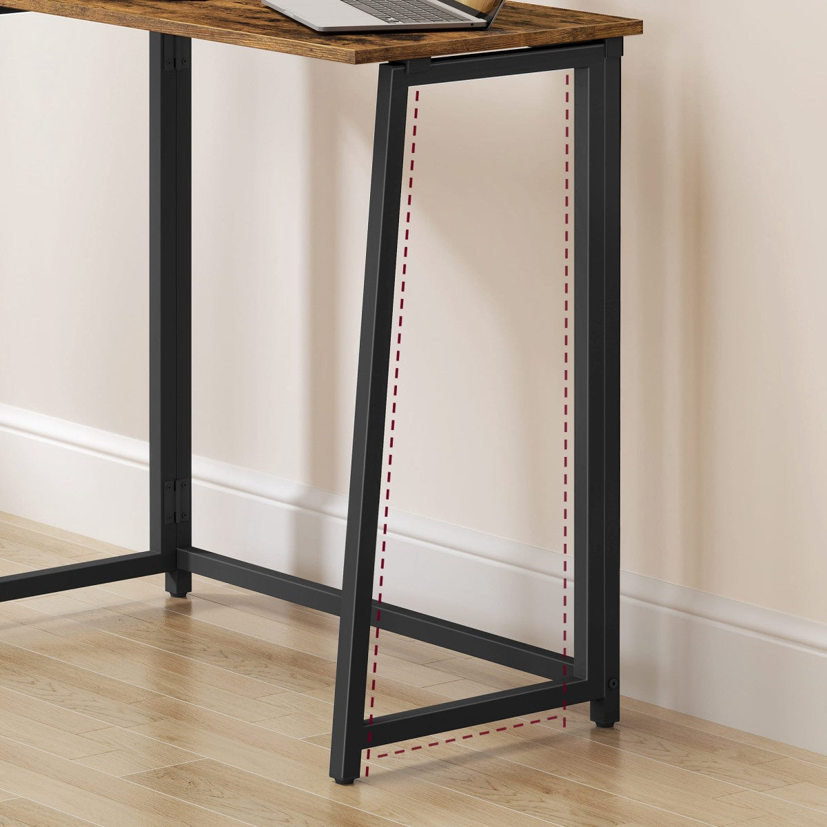 Foldable Loft Style Computer Desk, Metal, 80x40x75 cm