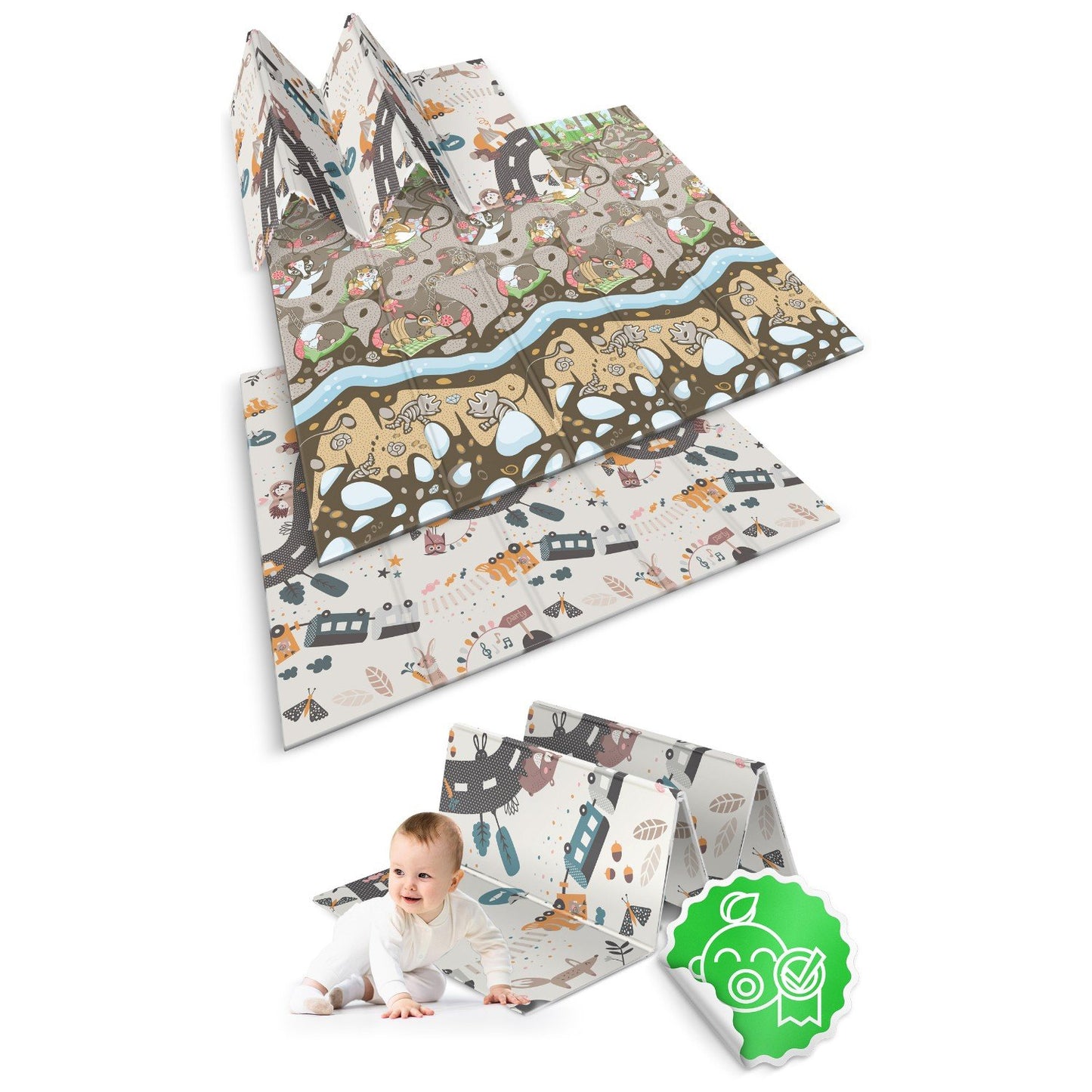 Foldable Play Mat 200 x 180 x 1 cm Nukido NK-340 Ground Train