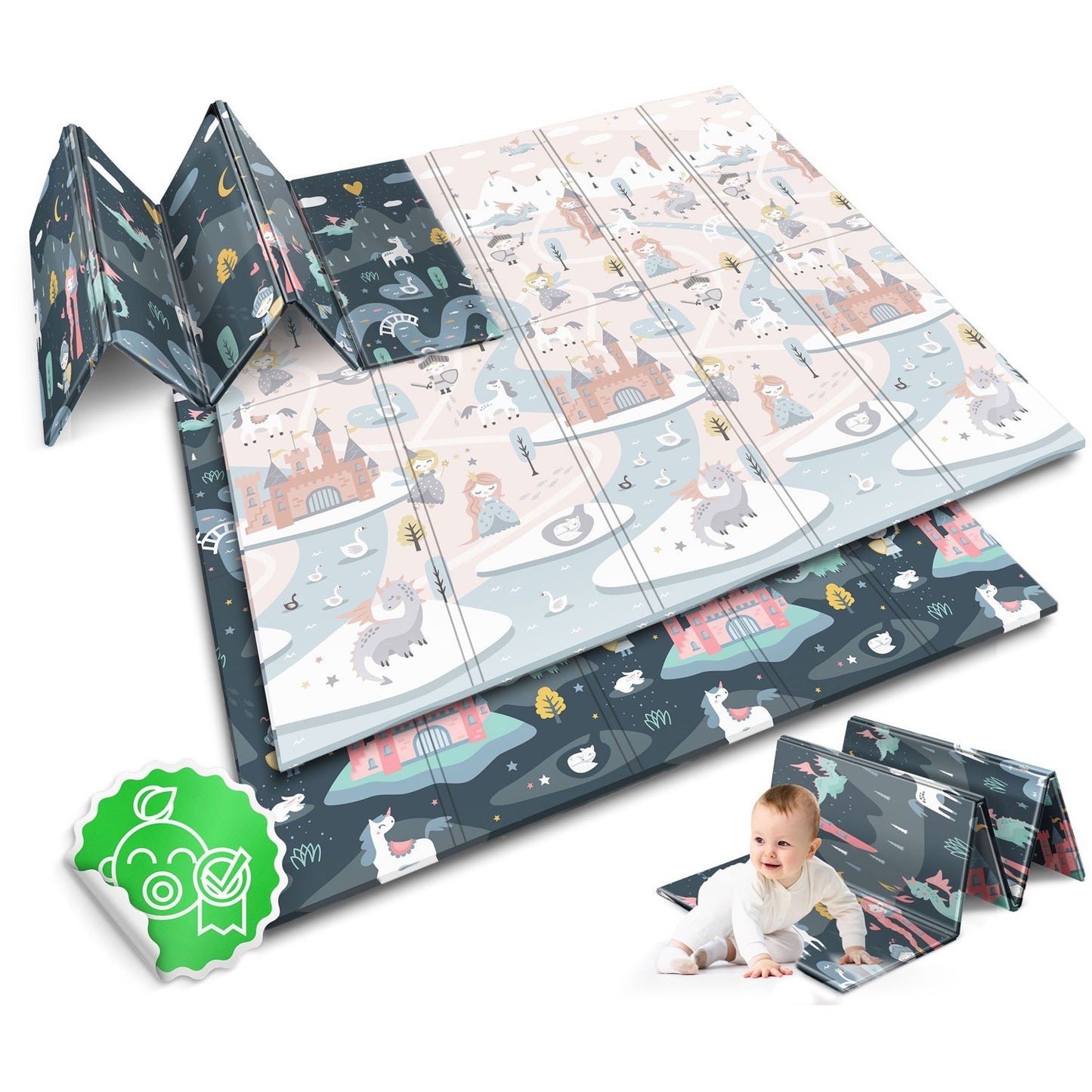 Foldable Play mat 200 x 180 x 1 cm - Nukido NK-340