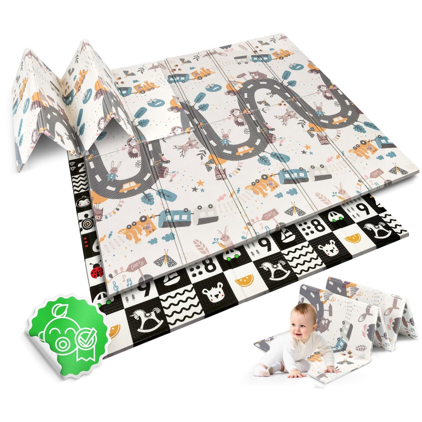Foldable Play mat 200 x 180 x 1 cm - Nukido NK-340