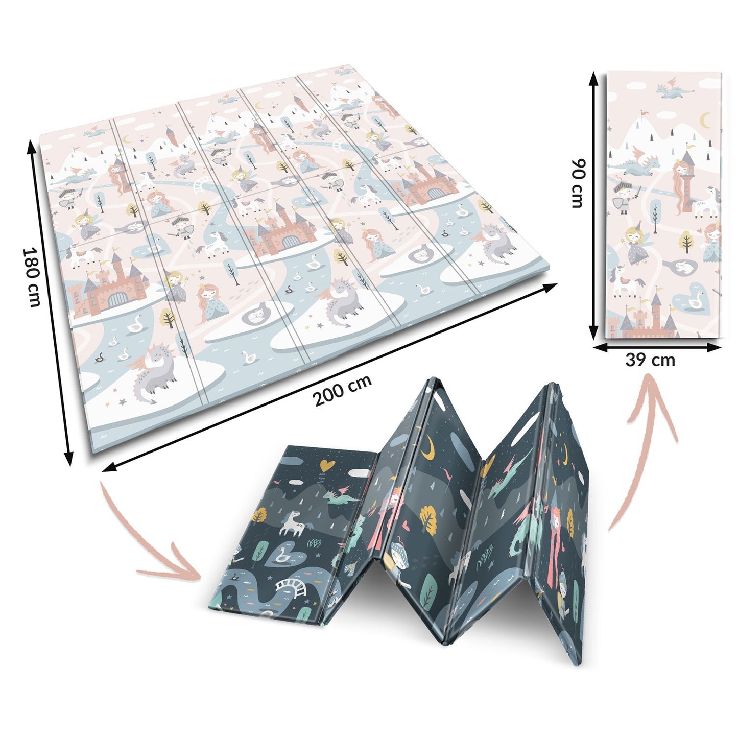 Foldable Play mat 200 x 180 x 1 cm - Nukido NK-340