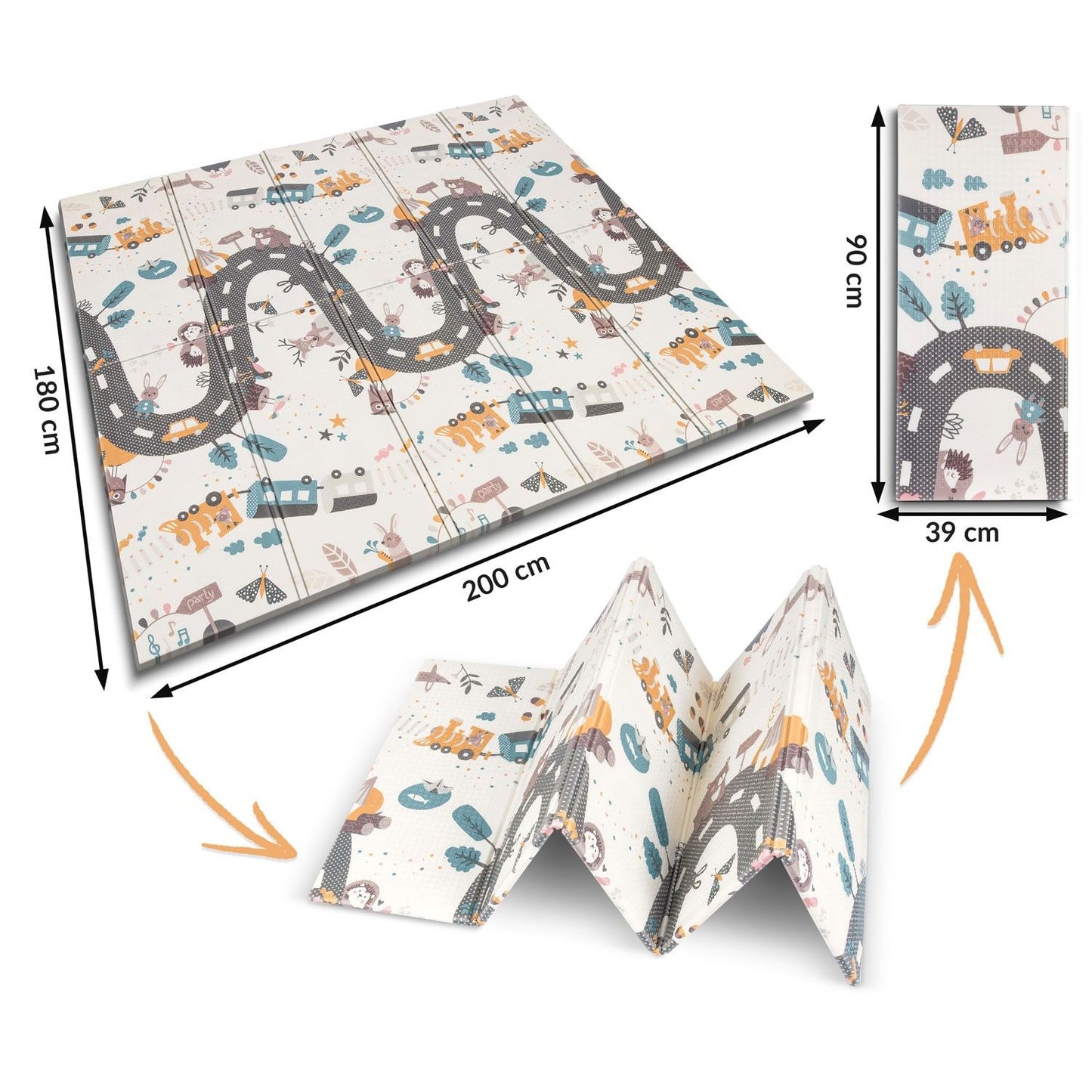 Foldable Play mat 200 x 180 x 1 cm - Nukido NK-340