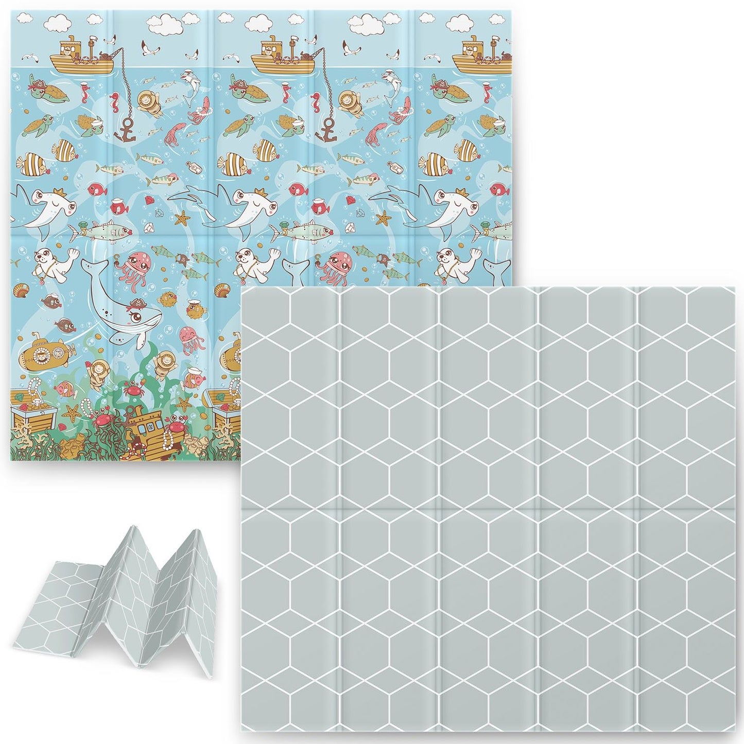 Foldable Play mat 200 x 180 x 1 cm Nukido NK-340 Ocean