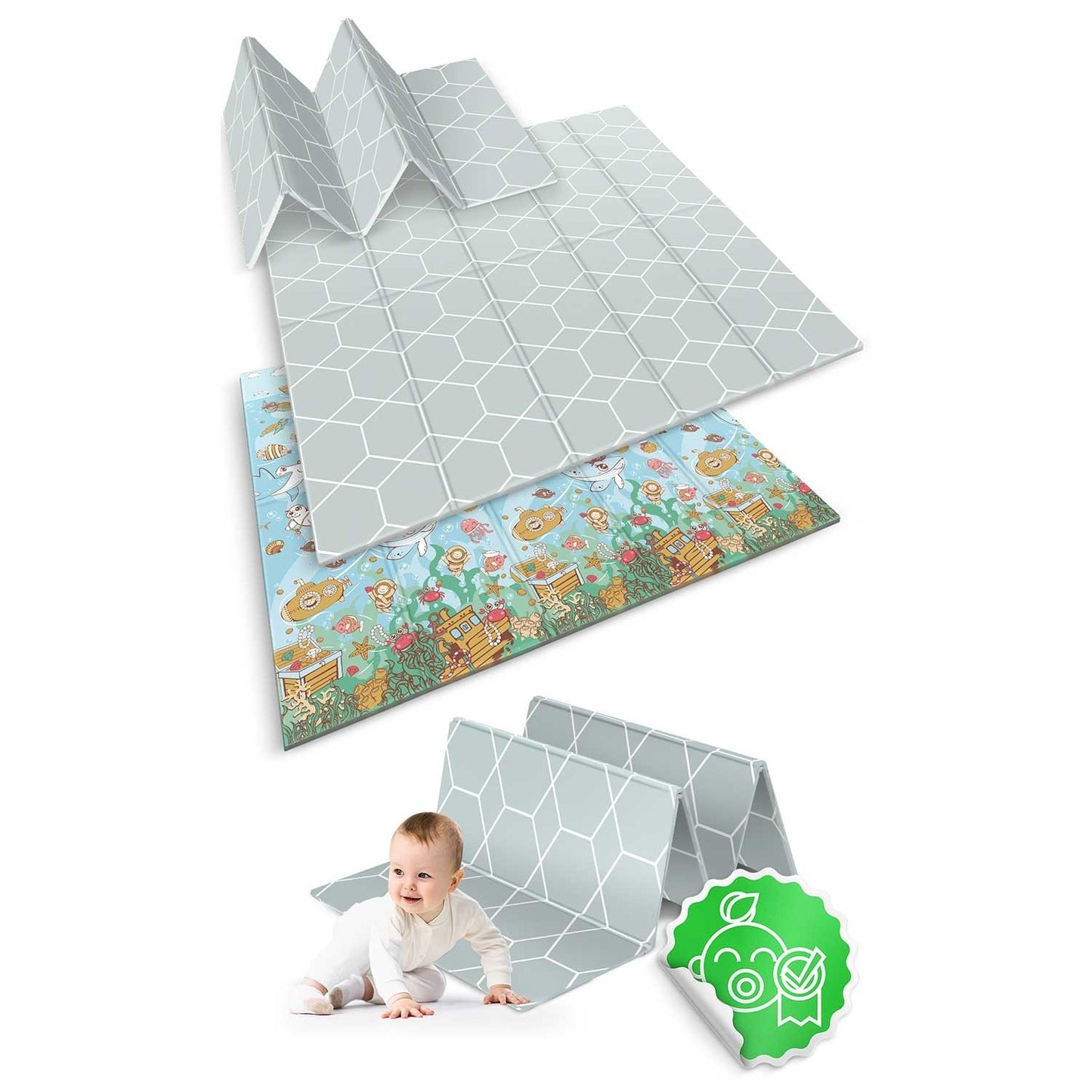Foldable Play mat 200 x 180 x 1 cm Nukido NK-340 Ocean