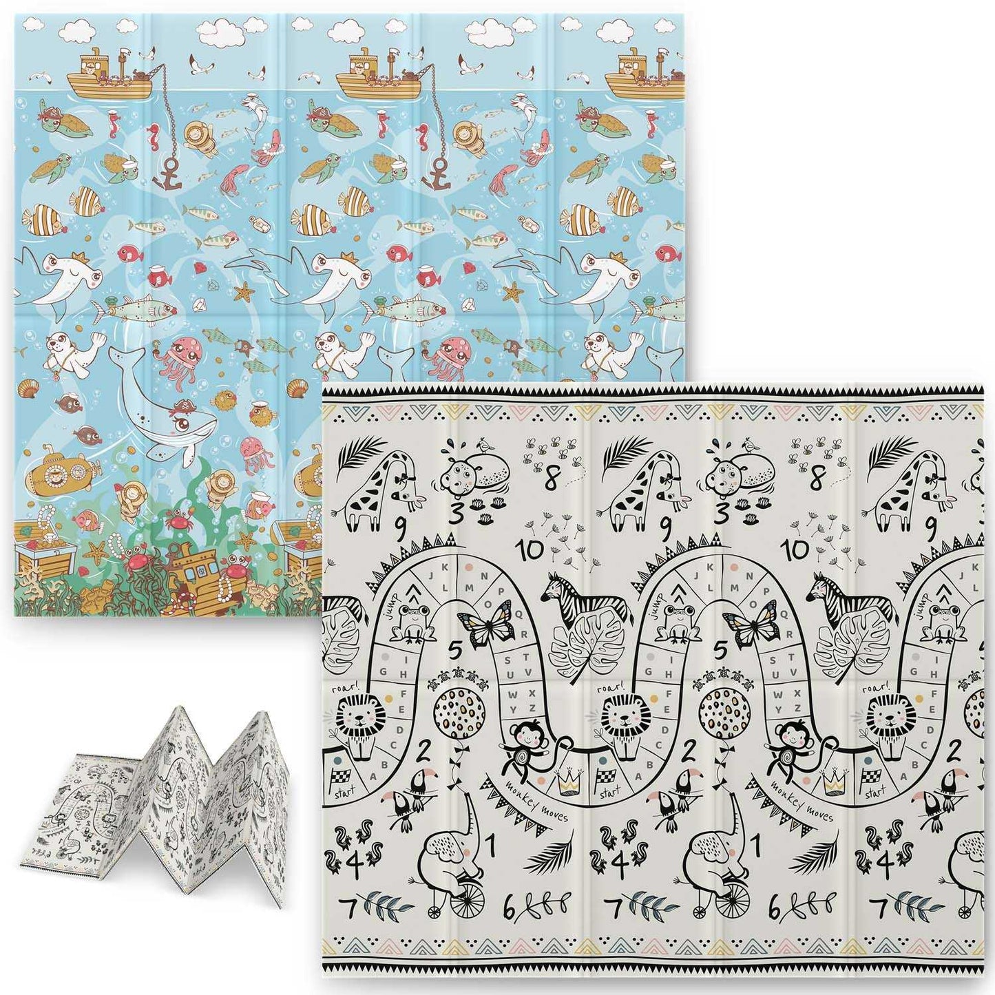 Foldable Play mat 200 x 180 x 1 cm Nukido NK-340 Ocean Safari