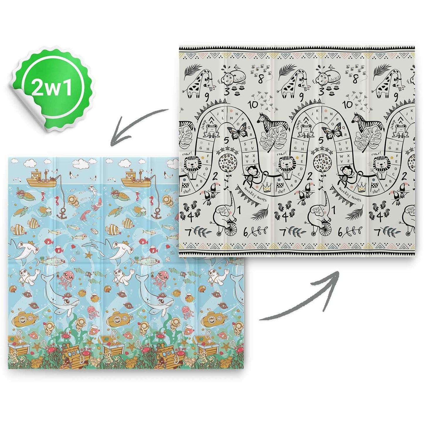 Foldable Play mat 200 x 180 x 1 cm Nukido NK-340 Ocean Safari