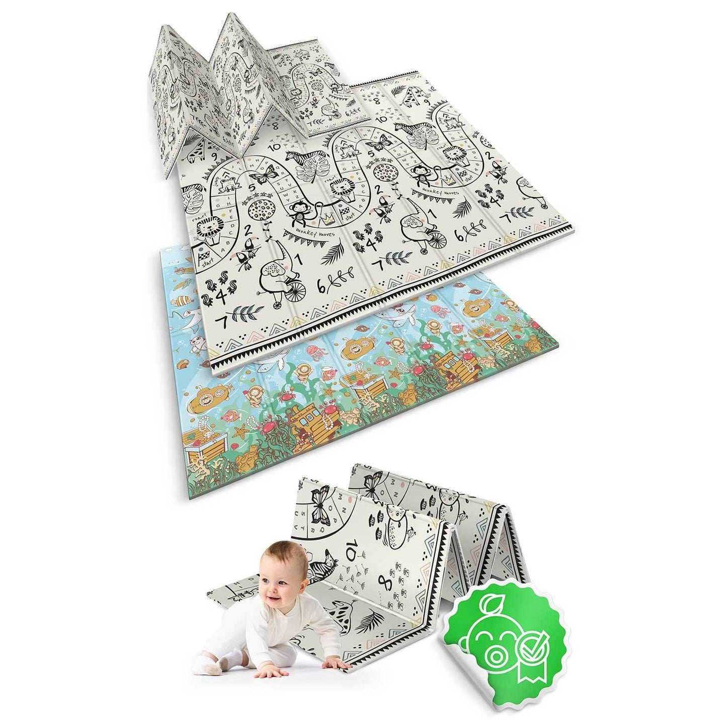 Foldable Play mat 200 x 180 x 1 cm Nukido NK-340 Ocean Safari