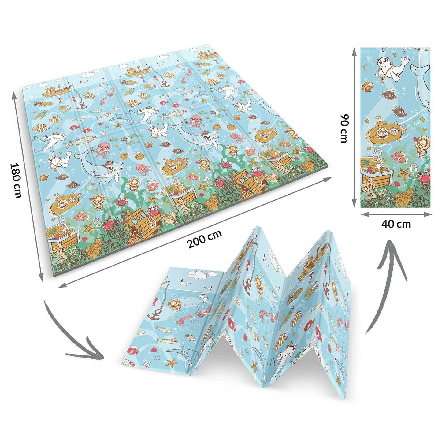 Foldable Playmat 200x180x1 cm Nukido NK-340 Sea and Land