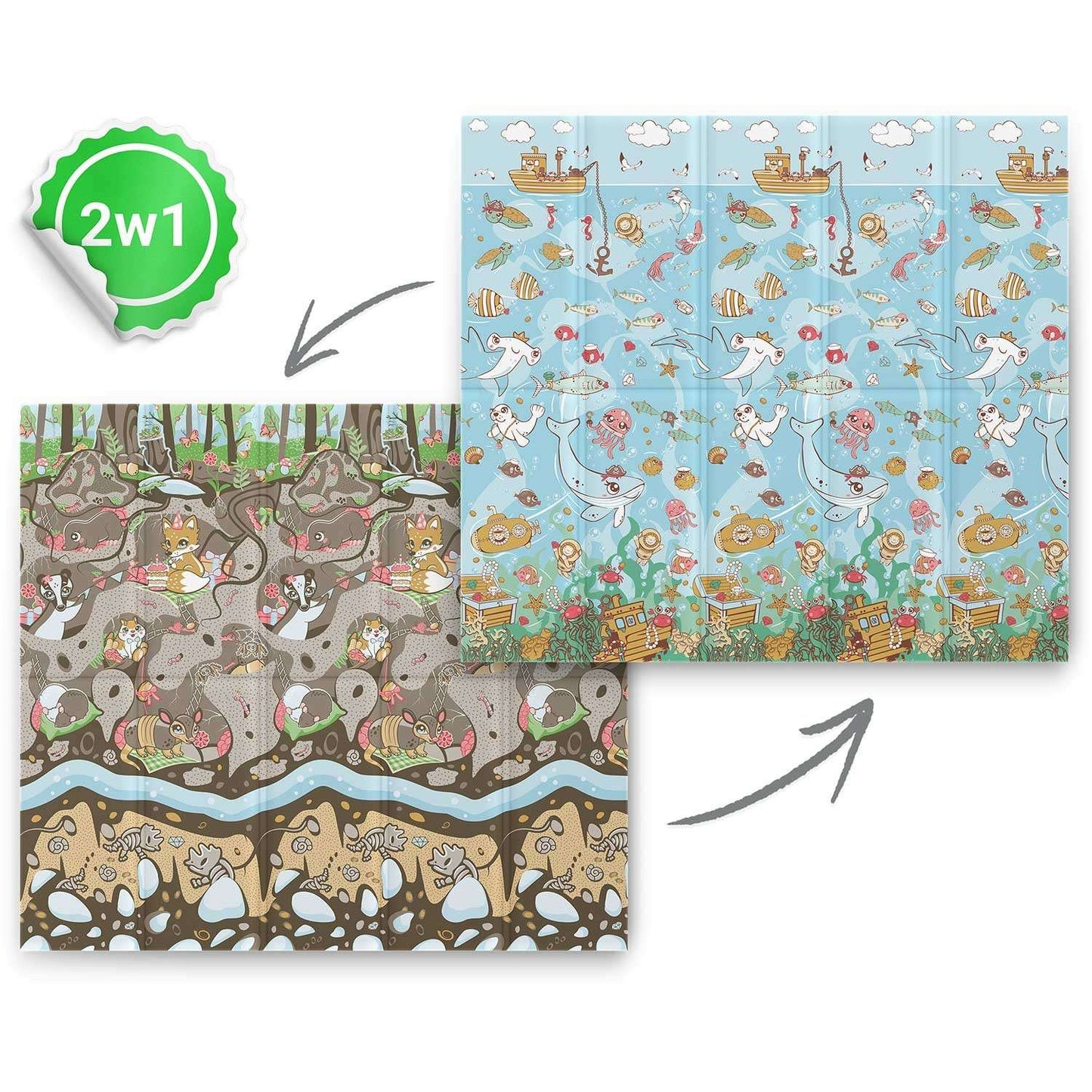 Foldable Playmat 200x180x1 cm Nukido NK-340 Sea and Land
