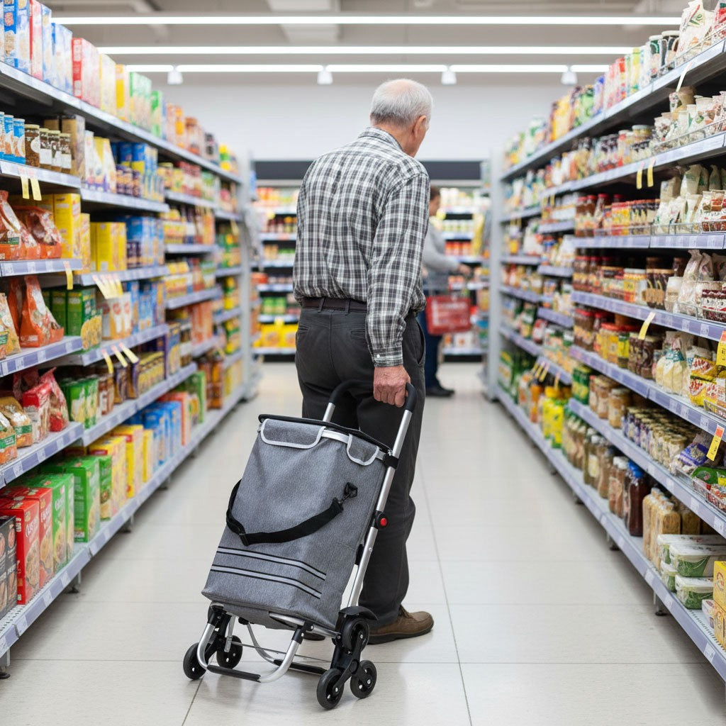 Foldable Shopping Trolley, 30L, Triple Wheels, Thermal Pocket