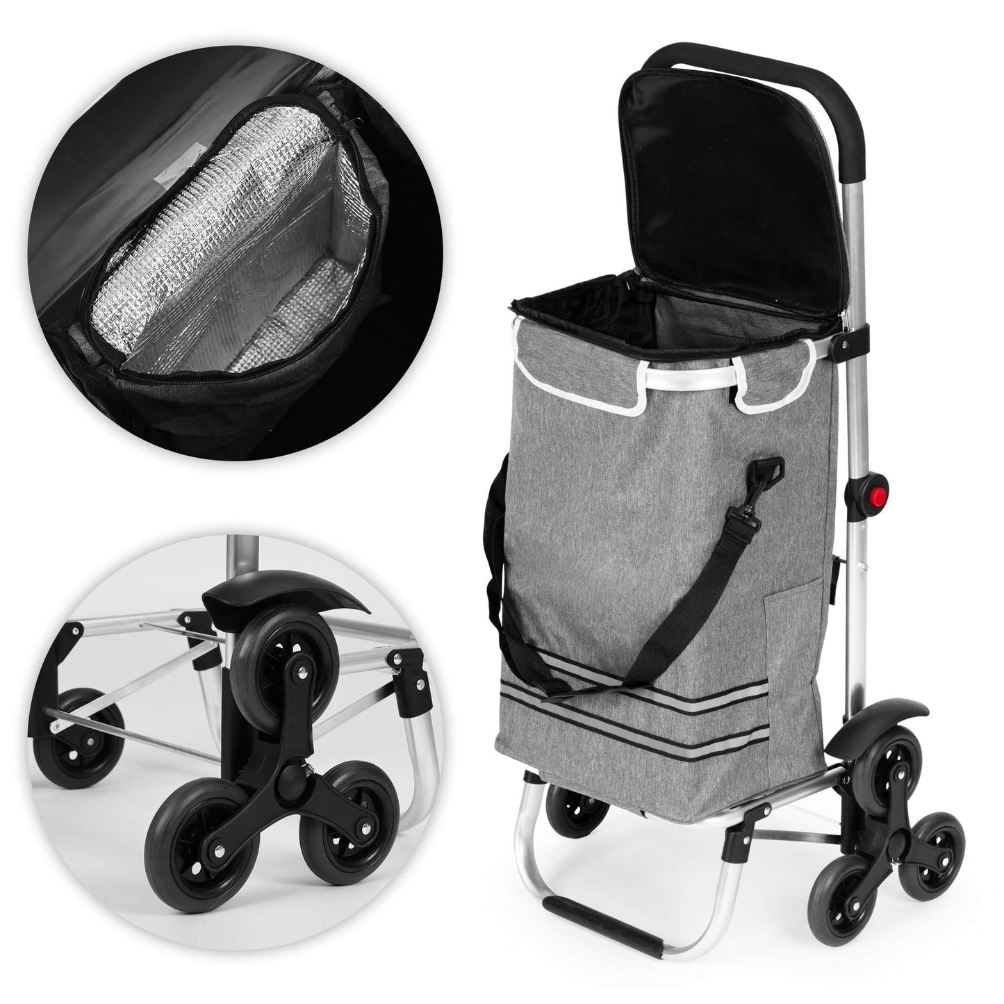 Foldable Shopping Trolley, 30L, Triple Wheels, Thermal Pocket