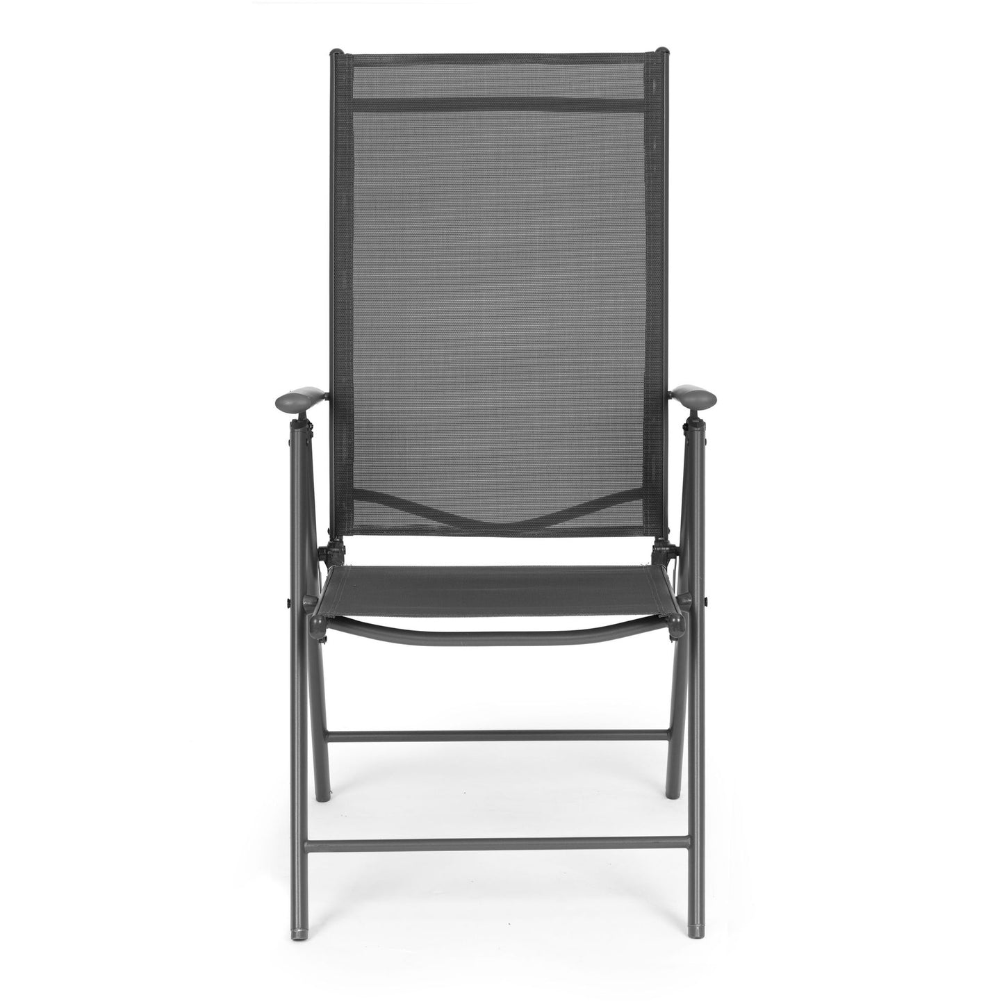 Foldable Steel Garden Chair, Adjustable Backrest, Gray