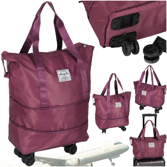 Foldable Wheeled Travel Bag, Roomy, 3 Sizes, Purple