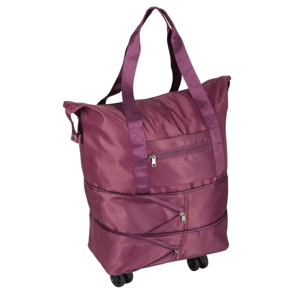 Foldable Wheeled Travel Bag, Roomy, 3 Sizes, Purple