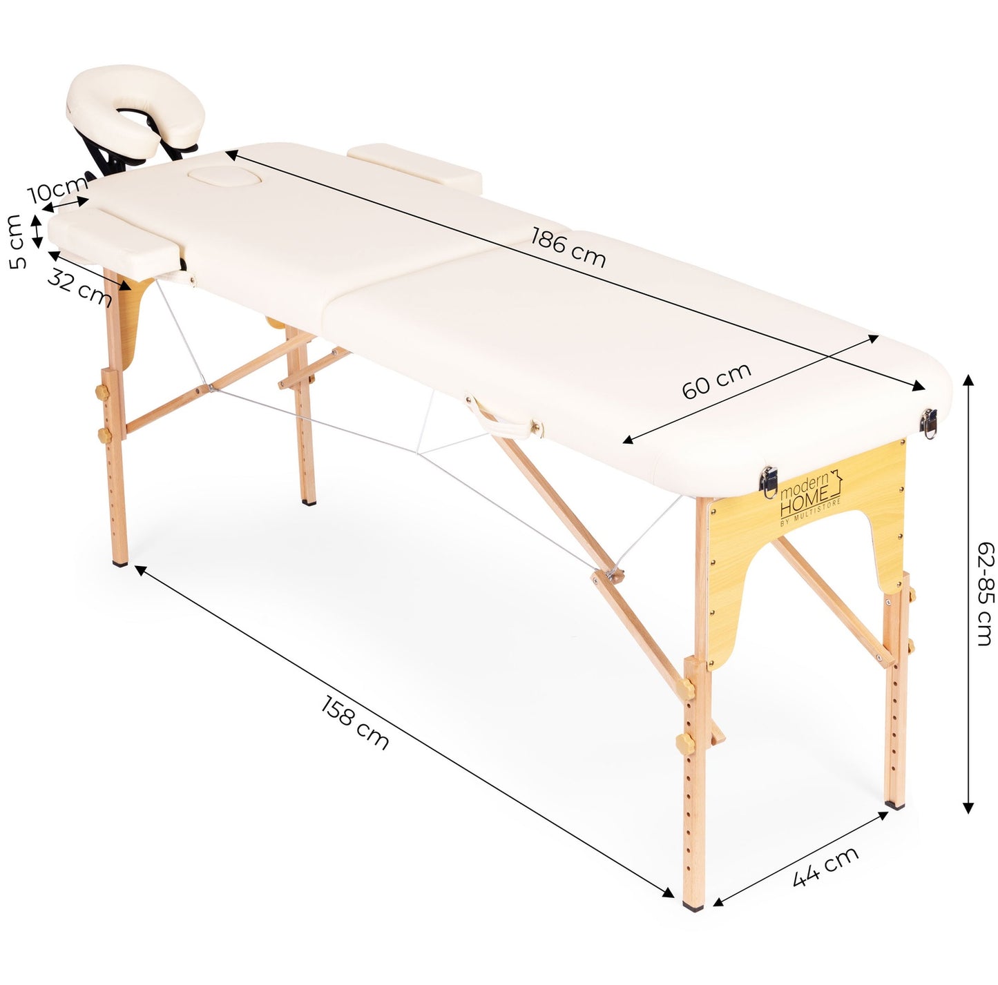 Foldable Wooden Massage Table, 2-Section with Carry Bag