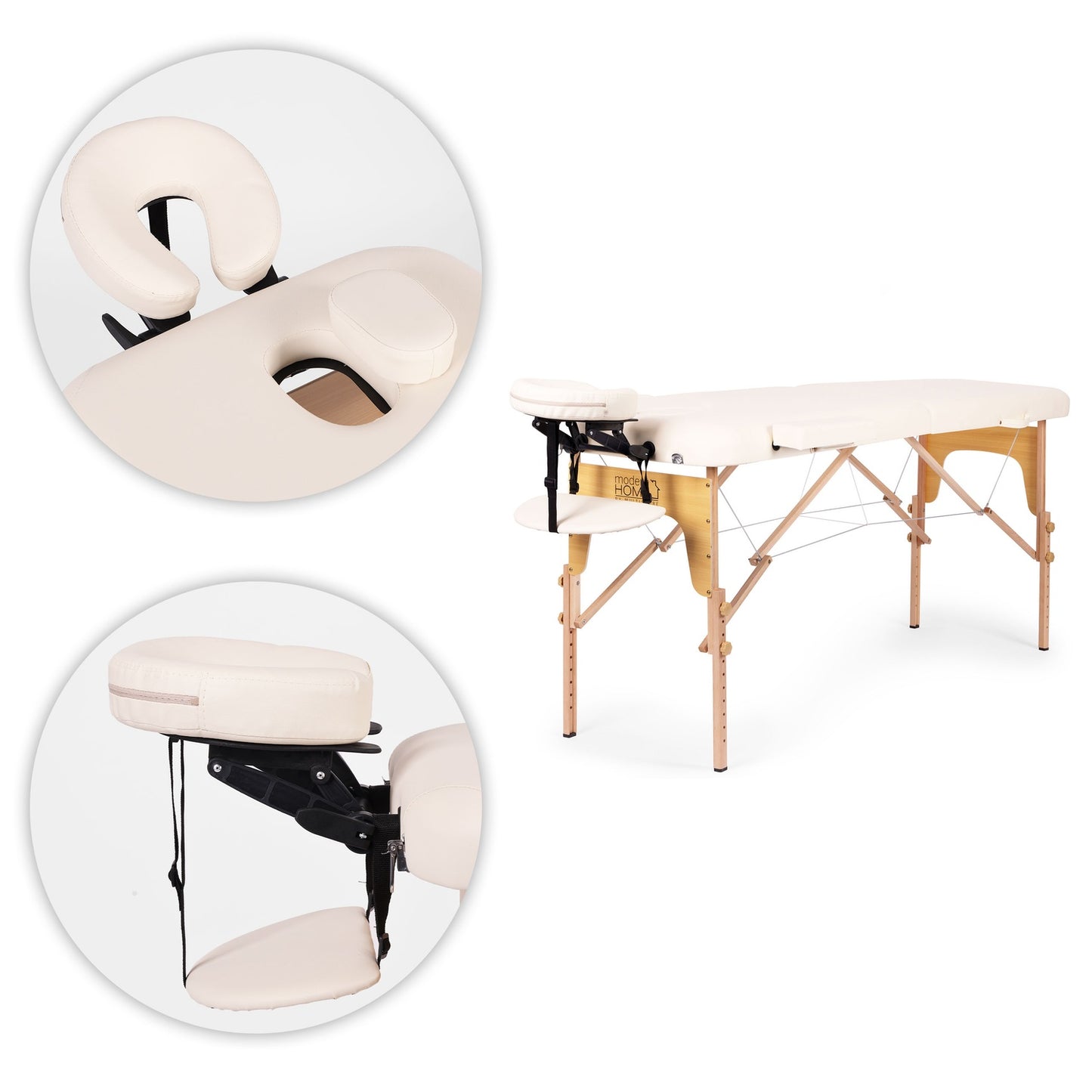 Foldable Wooden Massage Table, 2-Section with Carry Bag