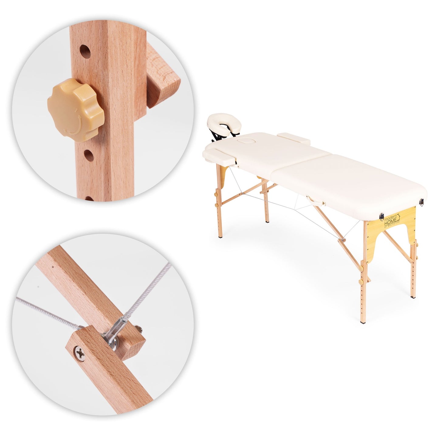 Foldable Wooden Massage Table, 2-Section with Carry Bag