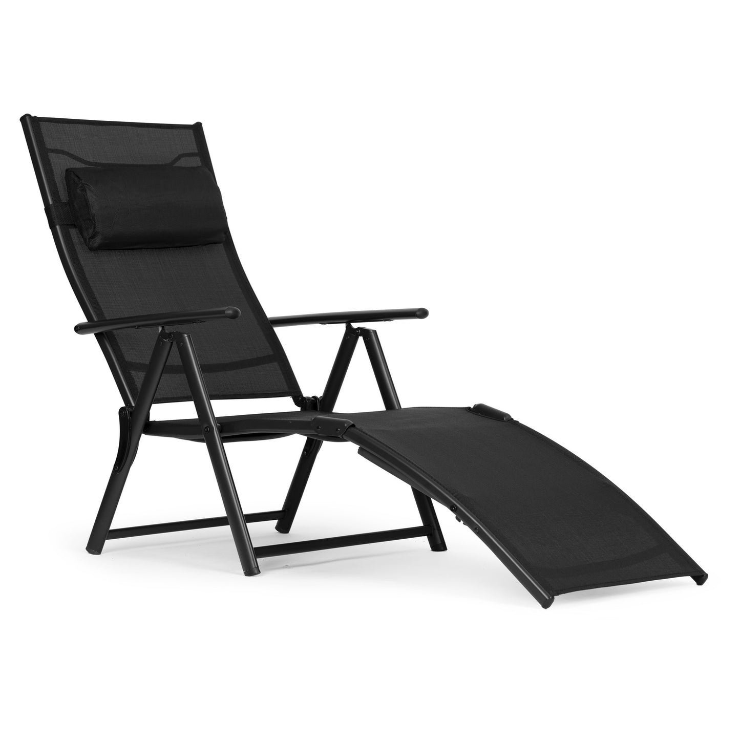 Foldable beach garden lounger, adjustable backrest, steel frame, black, MultiGarden