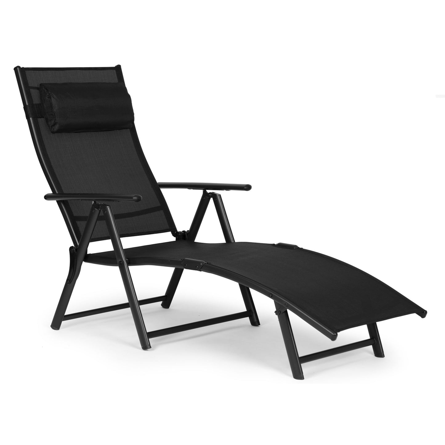 Foldable beach garden lounger, adjustable backrest, steel frame, black, MultiGarden