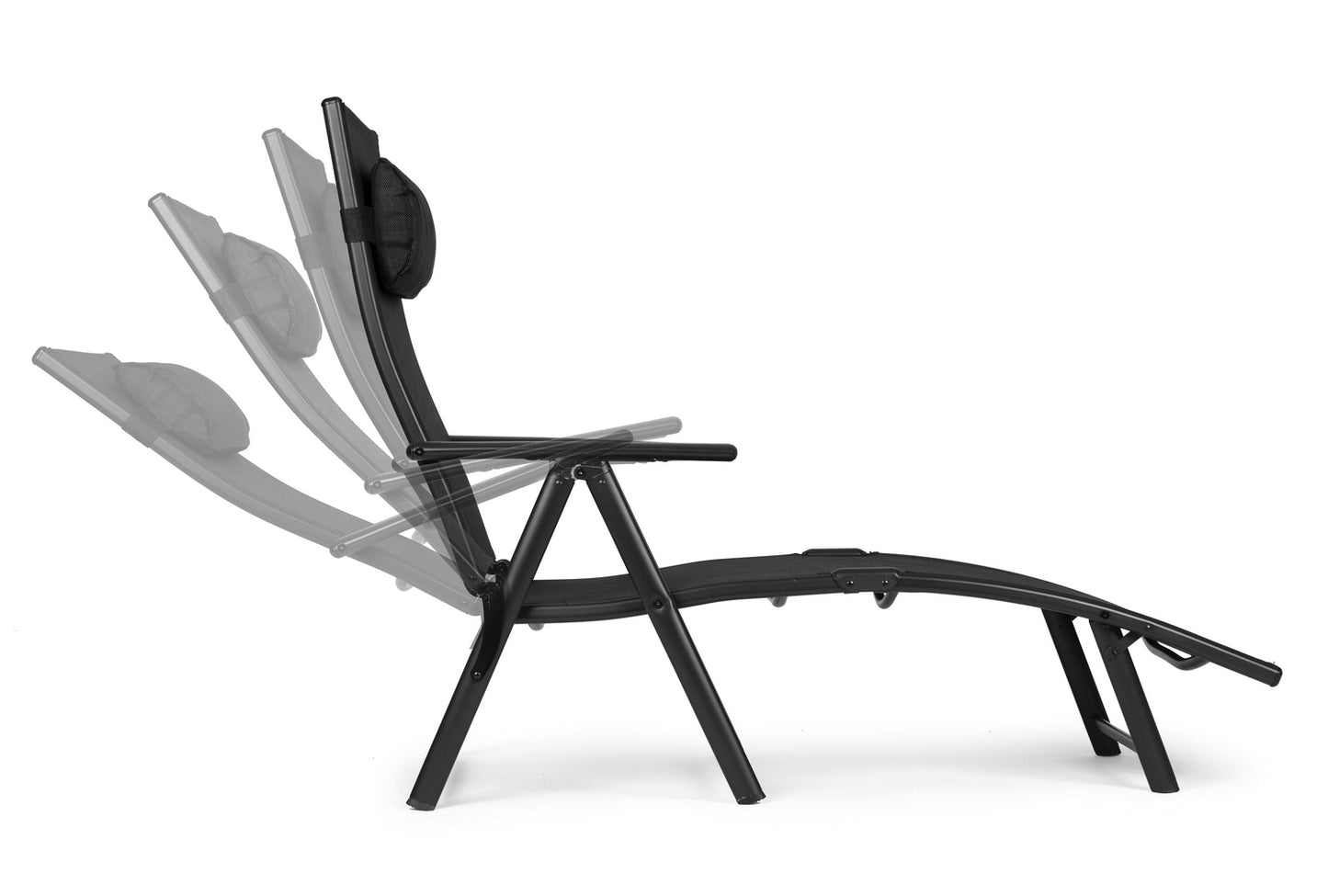 Foldable beach garden lounger, adjustable backrest, steel frame, black, MultiGarden