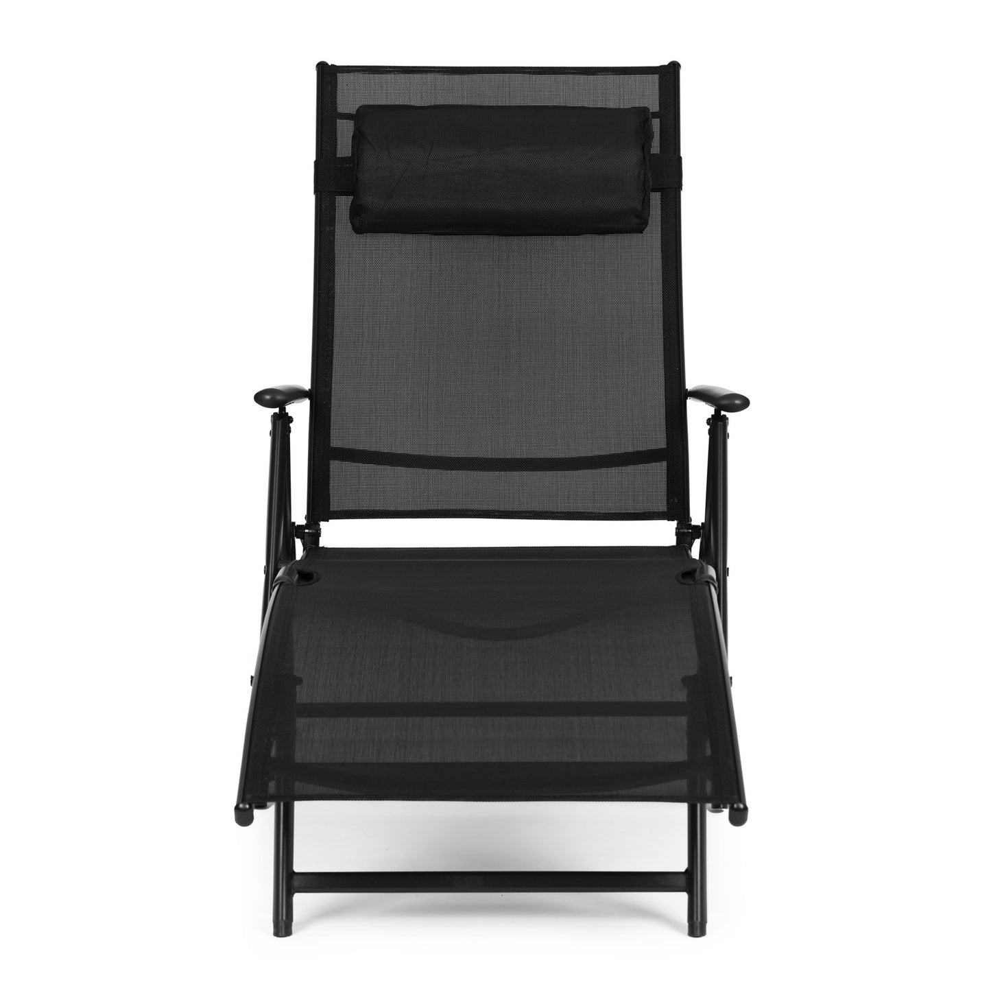 Foldable beach garden lounger, adjustable backrest, steel frame, black, MultiGarden
