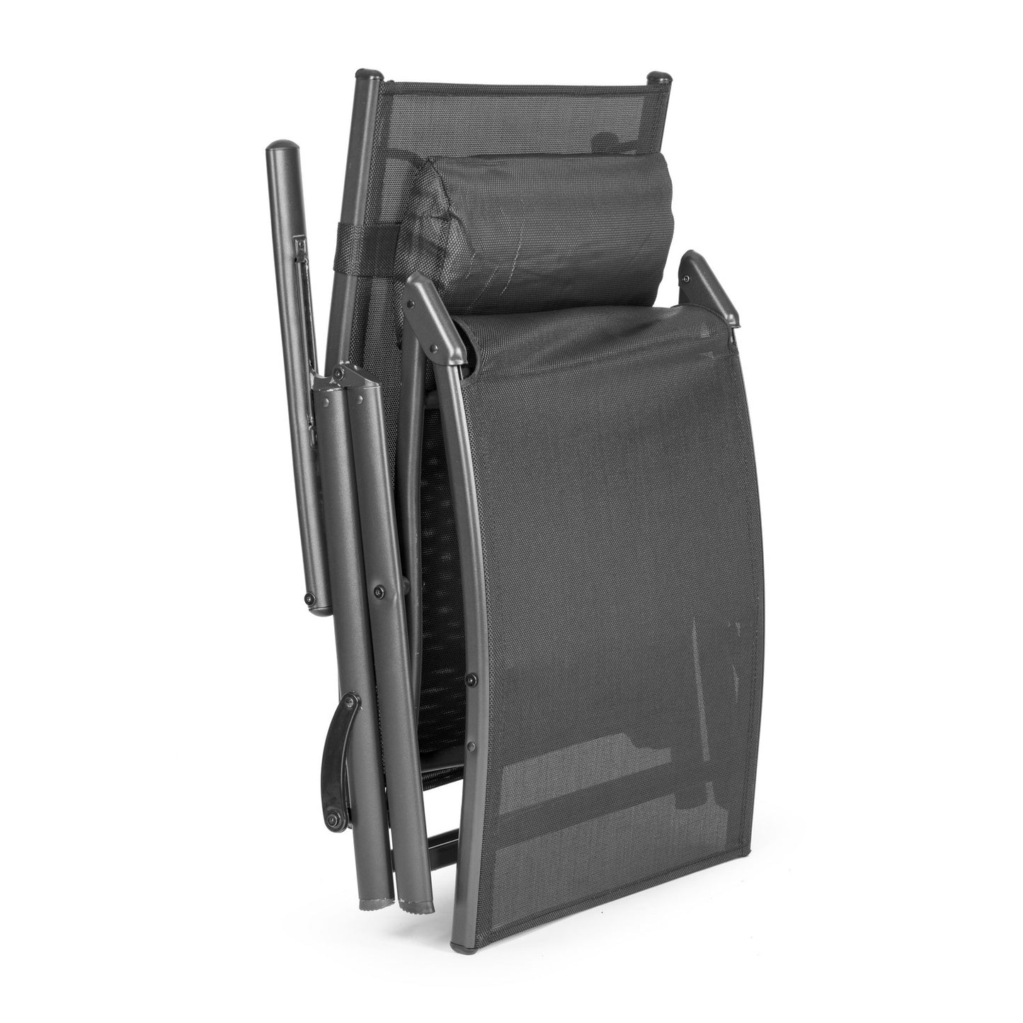 Foldable beach garden lounger, adjustable backrest, steel frame, gray, MultiGarden