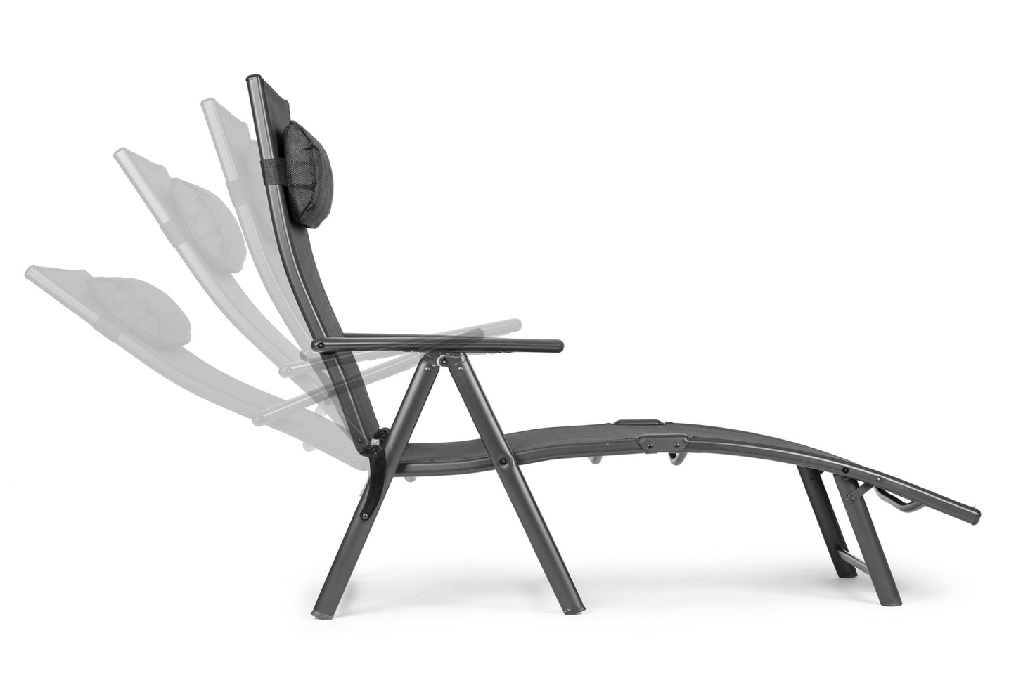Foldable beach garden lounger, adjustable backrest, steel frame, gray, MultiGarden